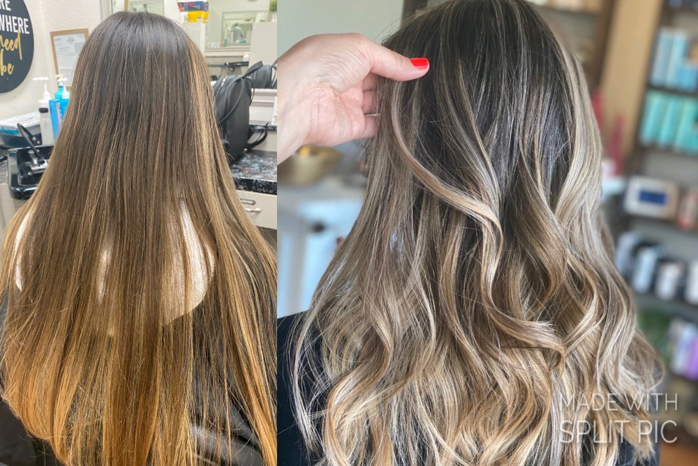 Partial Custom Color hair transformation collage
